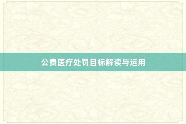公费医疗处罚目标解读与运用