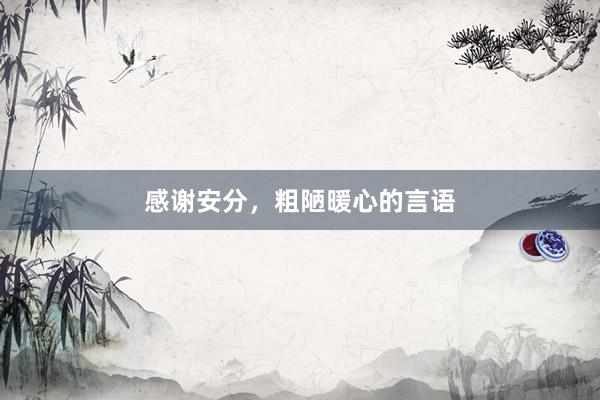 感谢安分，粗陋暖心的言语
